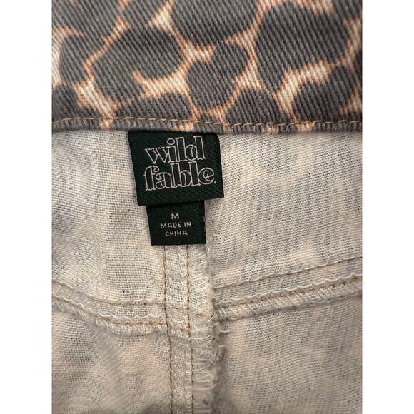 NWT Wild Fable Mid Rise Wide Leg Baggy Jeans Beige Leopard Women's Size Medium - Picture 7 of 12